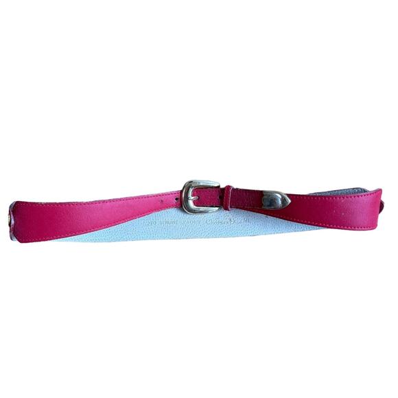 Vintage 1980\'s Christian Dior Red Leather Buckle Detailed Belt Size Medium